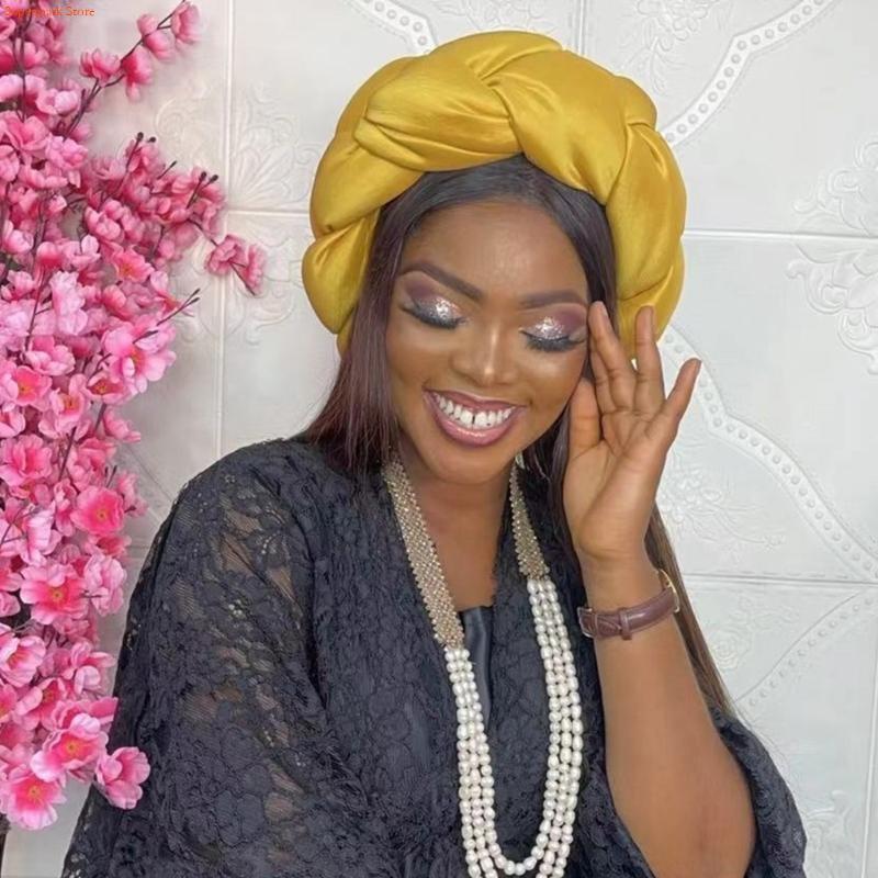 Q5WE – bandeau tressé africain, grand bandeau, casquettes Turban Nigeria, accessoire coiffure