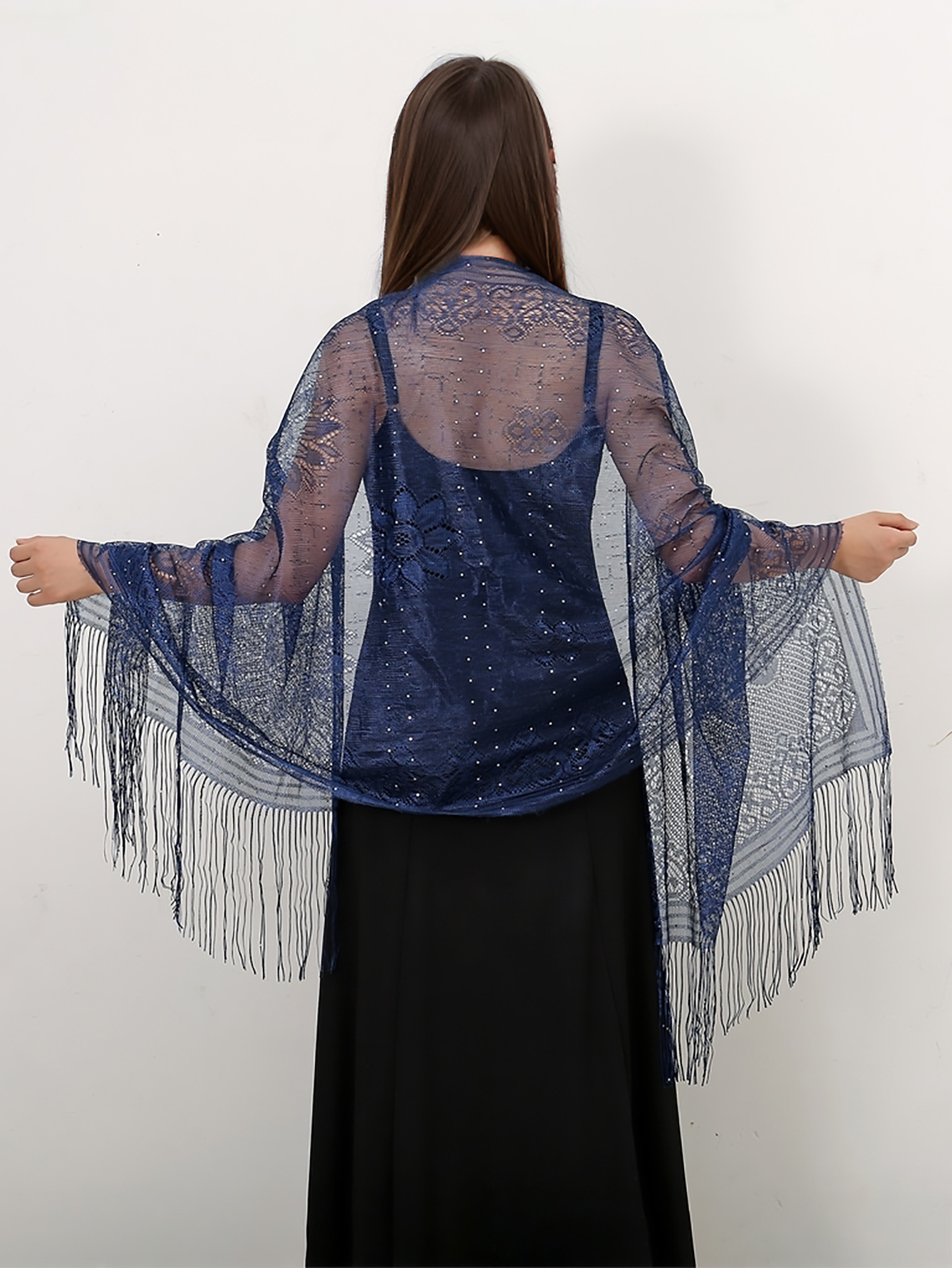 Robes de soirée brodées à paillettes Kendny pour femmes, châles, haussements d'épaules de mariage, cape de fête transparente, creux, patients, demoiselle d'honneur