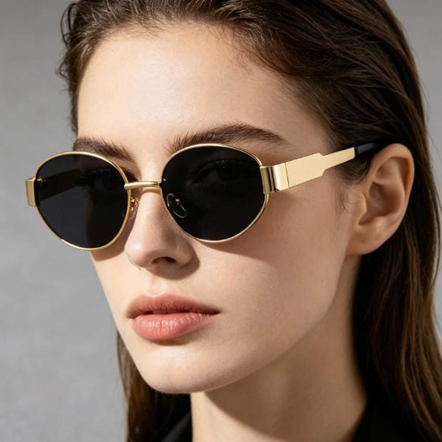 Lunettes de soleil ovales vintage en métal pour femmes, monture dorée de luxe, lunettes de soleil tendance, lunettes de voyage, lunettes de mode