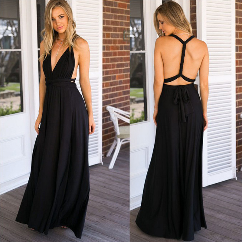 Robe formelle femmes élégante soirée longue profonde V licou robe Convertible Multi Way Wrap Maxi robes grecques robe de soirée de mariage