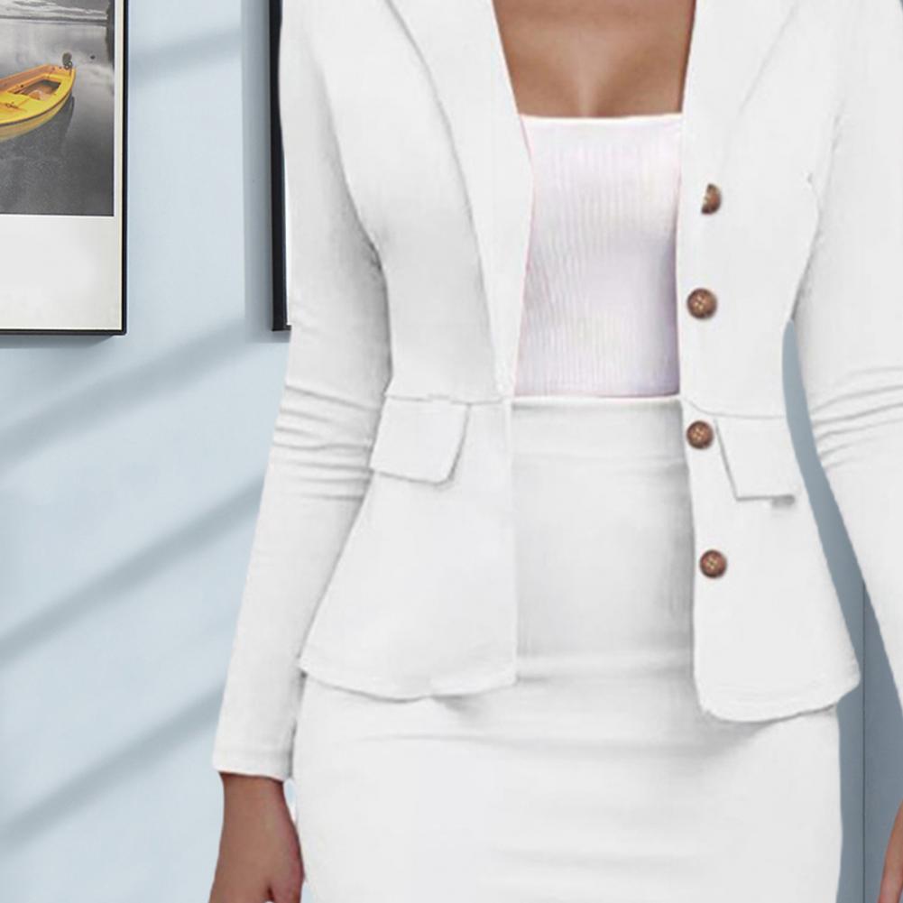 Ensemble tailleur jupe pour femme, blazer à manches longues et jupe crayon, tenue de bureau décontractée, ensemble 2 pièces, style bodycon
