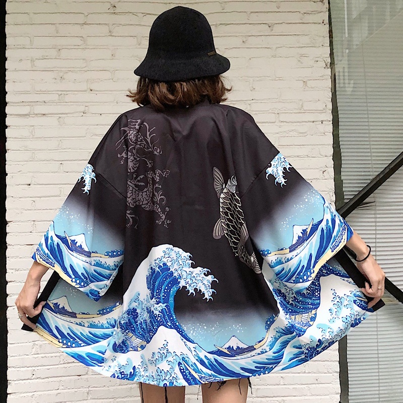 Kimono japonais femmes Haori Cosplay Harajuku Anime Costume japon Kawaii vêtements plage Yukata Kimono homme Haori japonais FF1126