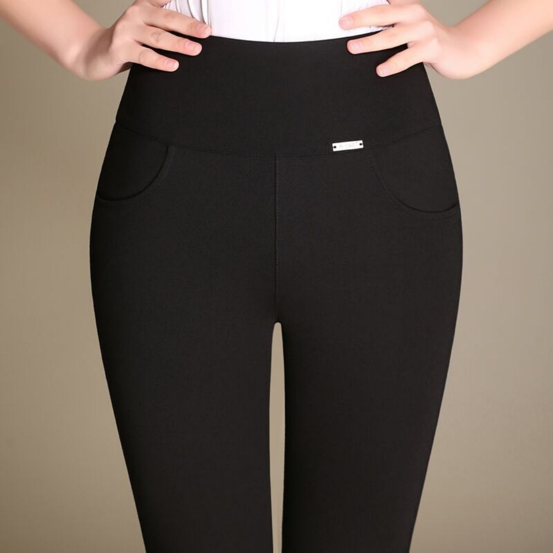 Pantalon grande taille pour femme, pantalon fin, élastique, extensible, grande taille, taille haute, crayon