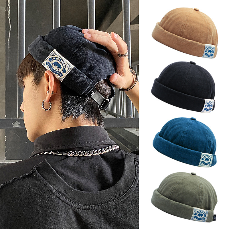 Bocca Docker Cap pour hommes et femmes, Skullcap Beanie, Brimless Hat, Solid Document Cotton, Respirant, Bonnet réglable, Hip Hop Fashion Cap