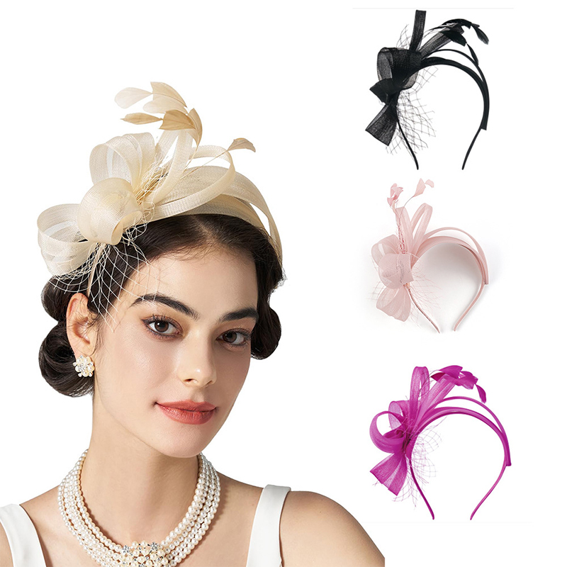 Bandeau de sauna à plumes pour la mariée, Fascinateur floral rétro, grande pince à cheveux pour cocktail, fête de mariage, décoration de chapeau pour patients, vêtements de sauna pour dames