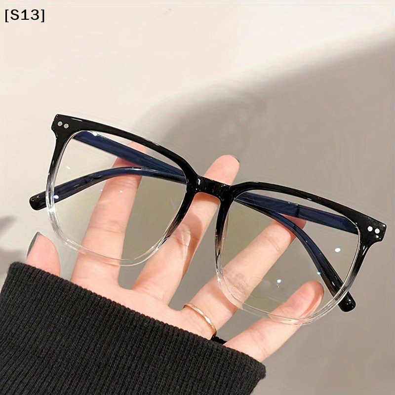Lunettes de mode universelles à monture carrée, style campus tendance, monture noire transparente[Q]Q@