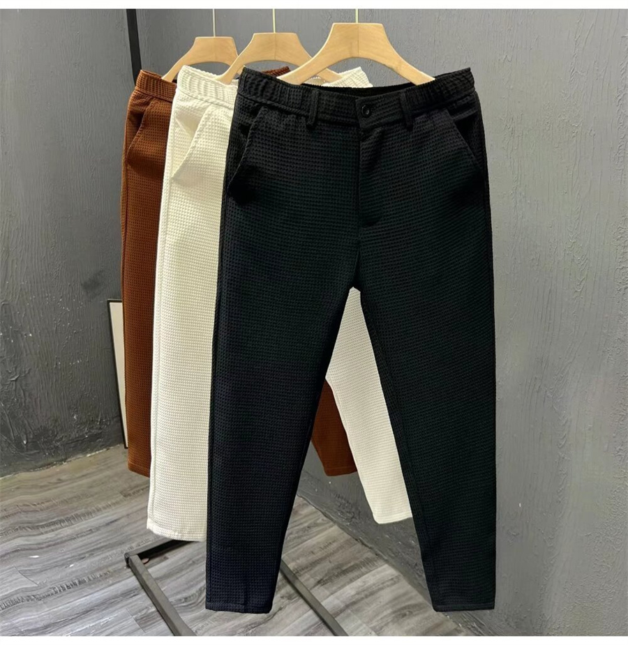 2025 nouveau pantalon de costume solide pour hommes de haute qualité printemps Style coréen poche gaufre crayon pantalon homme d'affaires pantalon décontracté