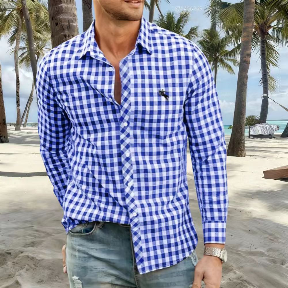Nouvelles chemises pour hommes disponibles en styles rayés et à carreaux, avec différentes couleurs au choix. Cette chemise décontractée à manches longues