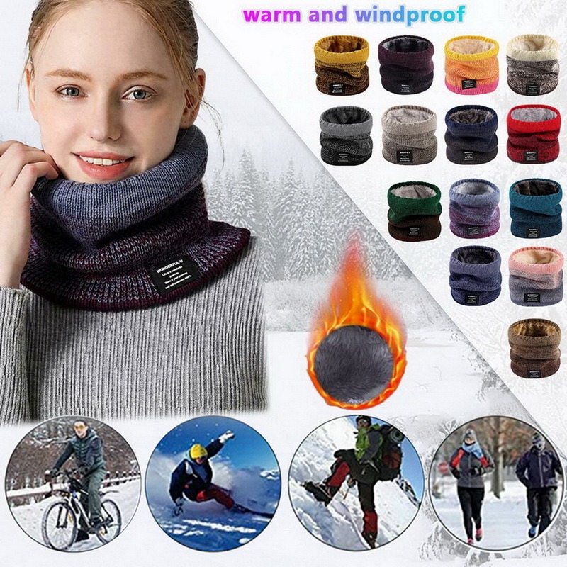Hiver femmes hommes tricoté dégradé foulard cou écharpe masque de Ski unisexe en peluche épaissir chaud écharpe femme coupe-vent laine écharpe