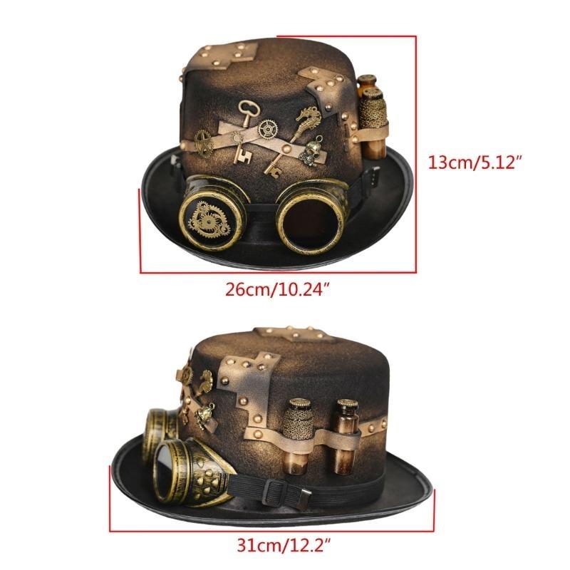 31BB Steampunk hommes chapeau avec lunettes Gay haut-de-forme chapeau gothique Steampunk haut-de-forme pour hommes chapeau