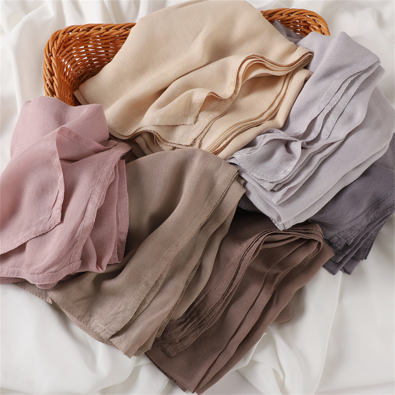 Ramadan couleur unie grande taille coton rayonne Hijab écharpe femmes musulman foulard enveloppes châles Femme Musulman bandeau Turban islamique