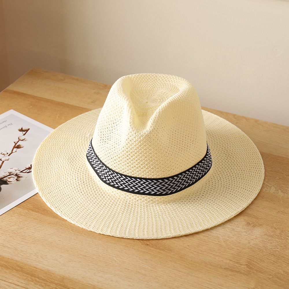 Chapeau de paille à large bord pour hommes et femmes, casquette de loisirs d'été, Fedora anderJazz, mode voyage, chapeau de soleil de loisirs, style simple, nouveau, 2022