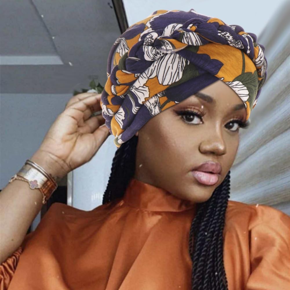 Femmes africaines Turban casquettes imprimer torsion tresse bandeau pré-attaché chimio Cancer Bandana foulard couverture de cheveux chapeaux d'enveloppement