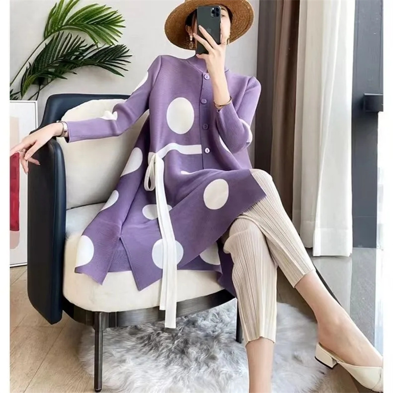 Manteau coupe-vent imprimé à pois pour femme, manteau à simple boutonnage pour femme, printemps et automne