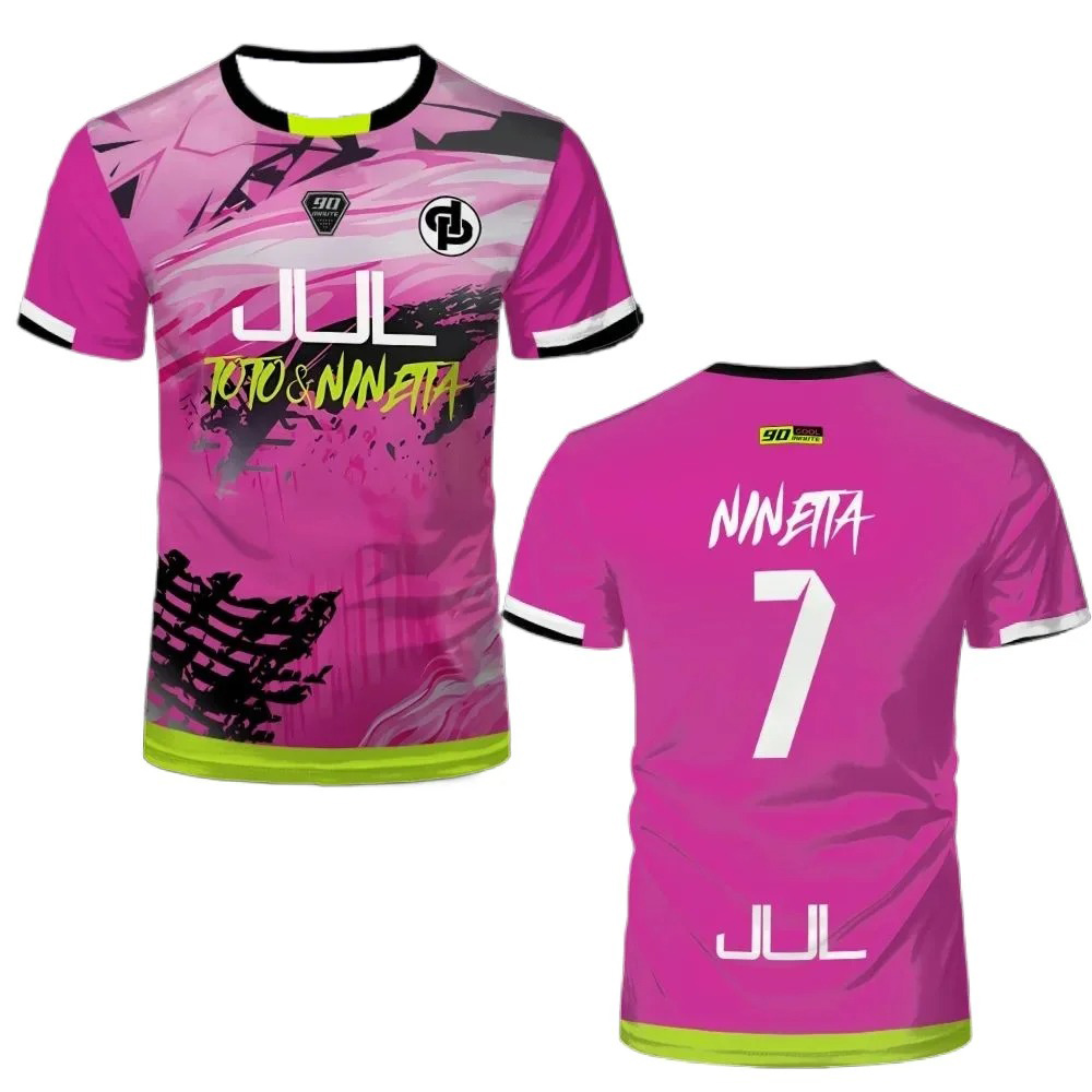 Maillot JUL Toto Ninetta en jersey imprimé, T-shirt de football respirant pour hommes et femmes, T-shirt à manches courtes pour adultes et enfants