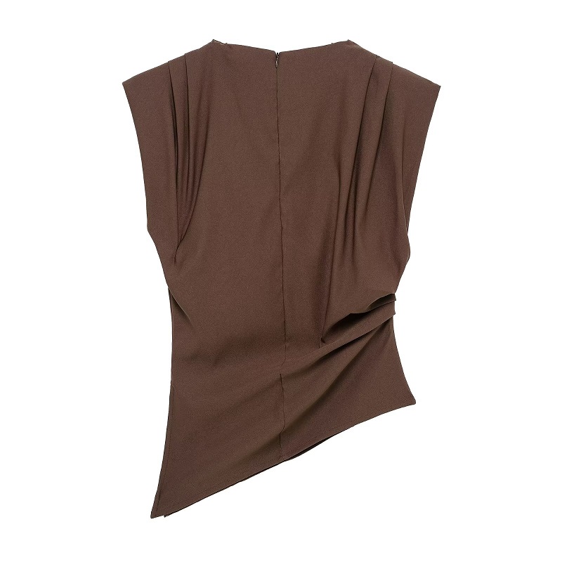 MUJER débardeur asymétrique femme froncé hauts sans manche pour femmes col haut haut haut sans bretelles femmes mode esthétique hauts femme
