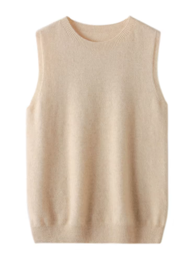 Pull sans manches pour femme, nouvelle mode printemps automne, col rond, 100% laine mérinos, tricoté, décontracté, coupe ajustée