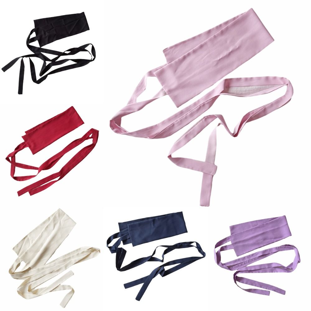 Ceinture Hanfu en tissu de mousseline, coton et lin, couleur unie, à lacets, avec nœud décoratif, ceinture décorative en satin de soie.