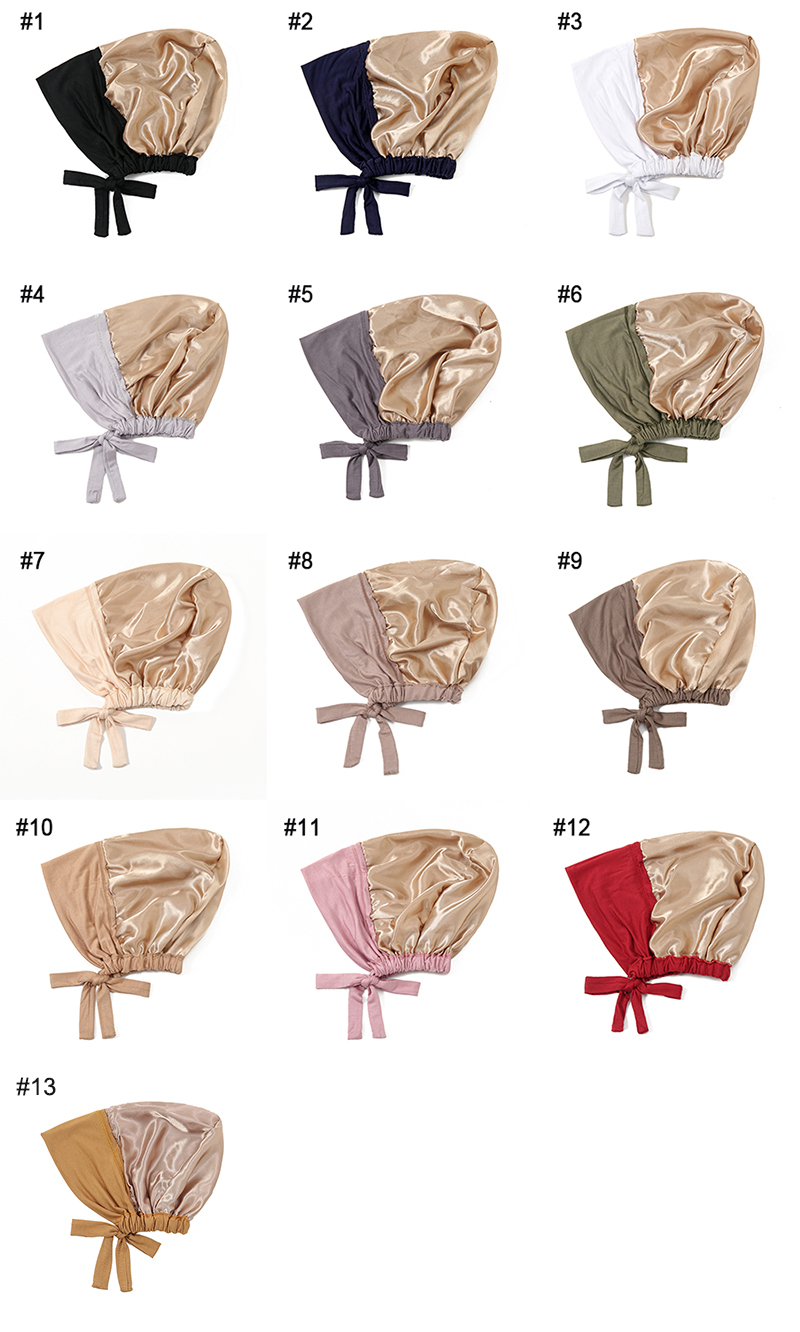 Bonnet sous-cou en Satin Modal pour femmes, Bonnet Hijab Double couche avec cravate, Hijabs instantanés, foulards turcs, Turban musulman, Bandana