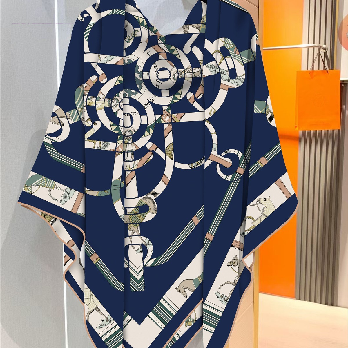 30% soie 70% cachemire écharpe femmes roulé à la main chaîne de cheval de guerre imprimer foulards carrés enveloppes Bandana grand Hijabs chaud châle écharpe