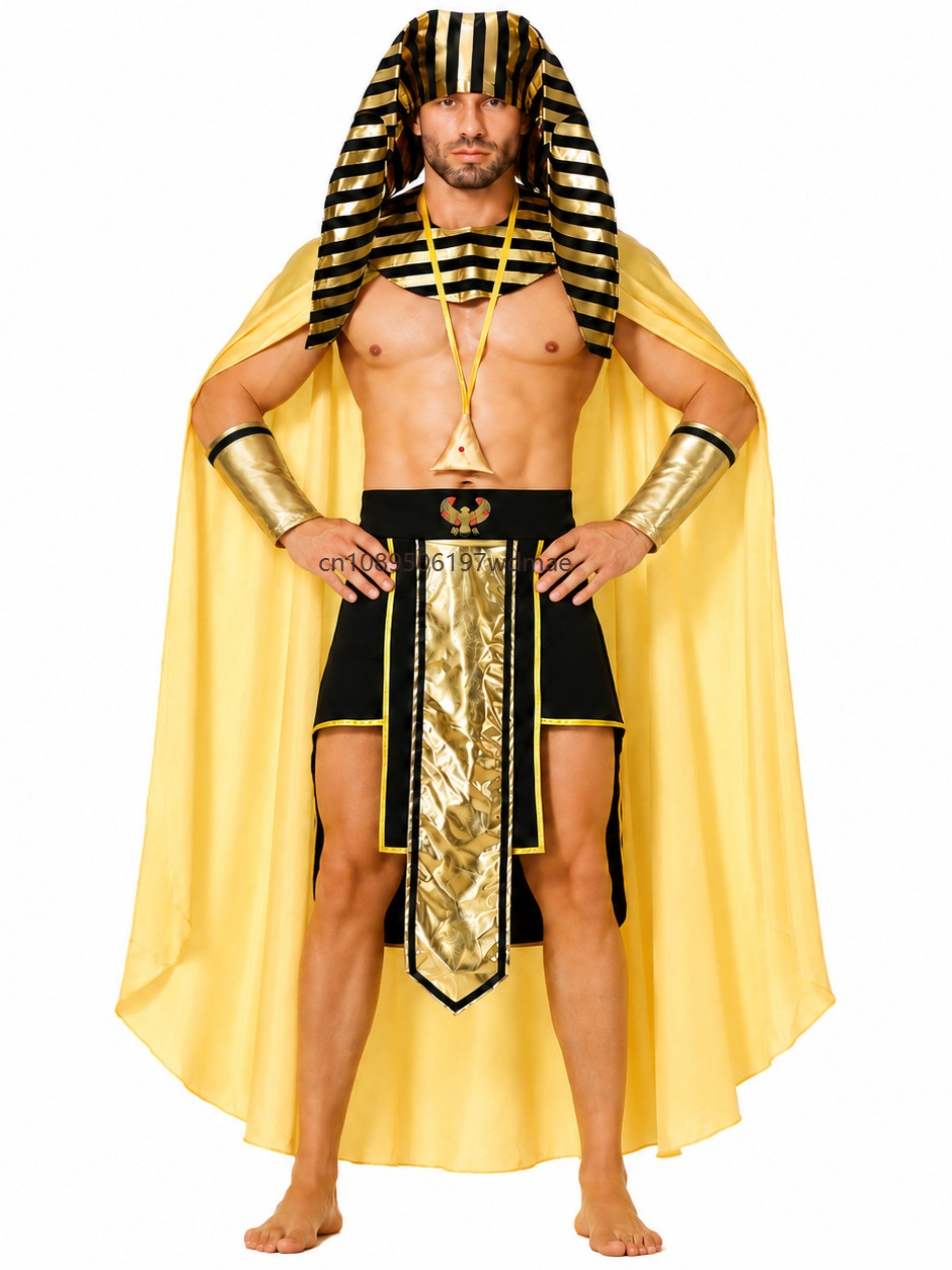 Costume de pharaon égyptien pour homme, tenue de fête costumée, ensemble de cosplay de roi de l'Egypte ancienne, costumes de scène pour adultes