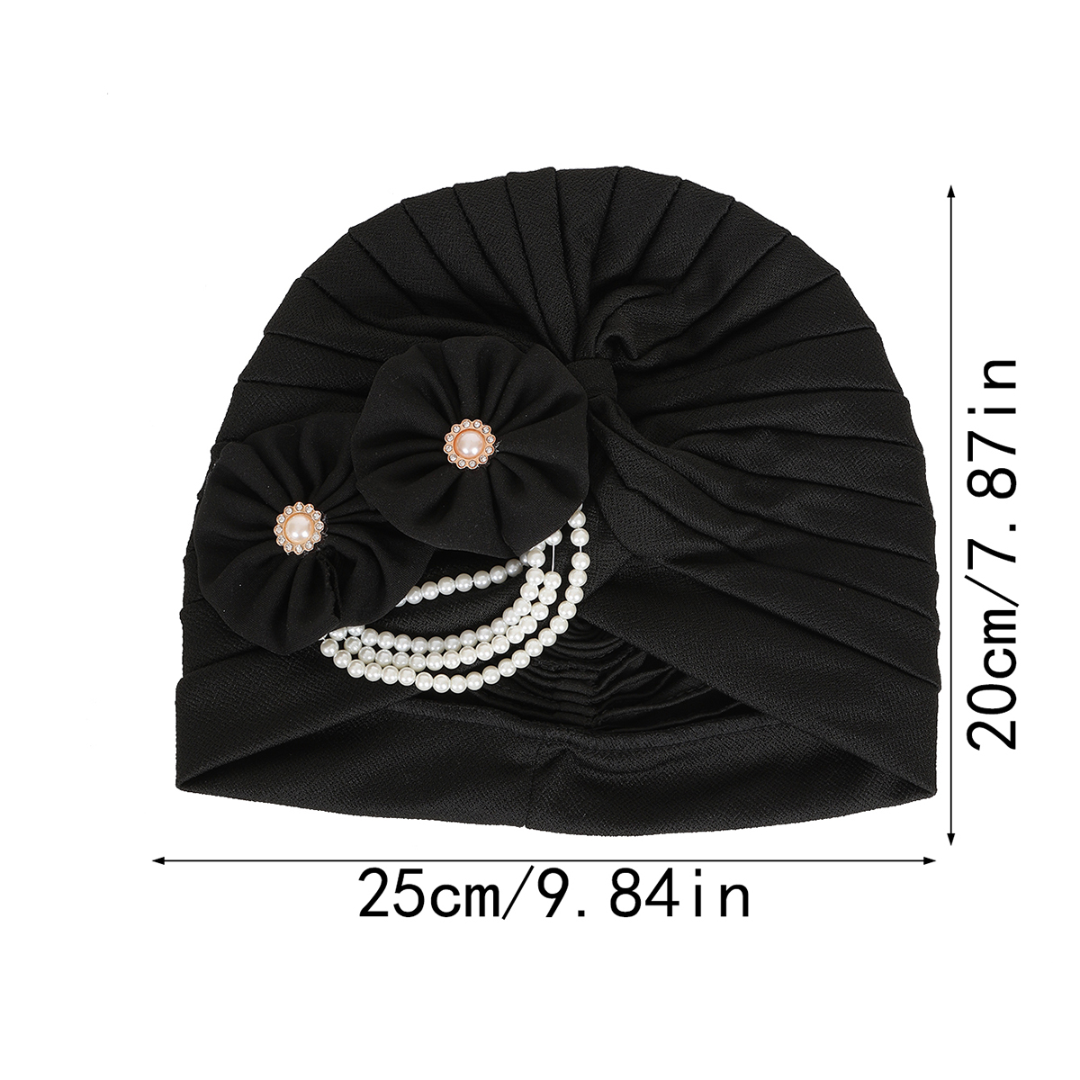 Turban à Perles pour Femme, Design Floral, Bandeau, Écharpe de Sauna Musulmane, Bonnet, Perte de Cheveux