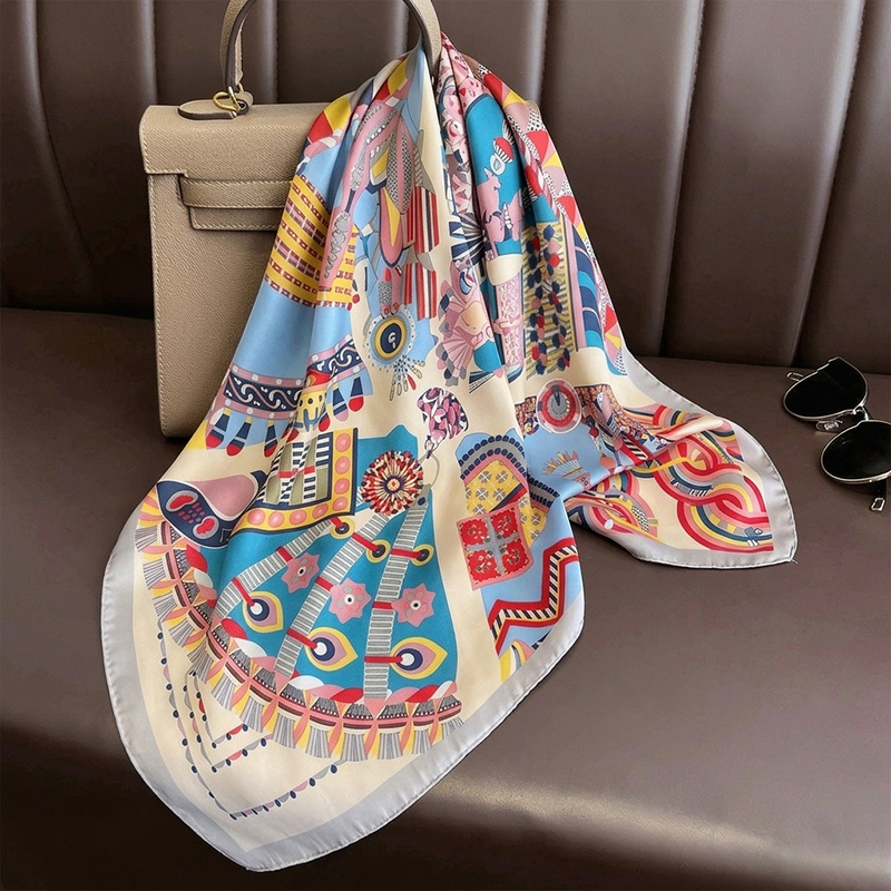 Foulard carré de luxe imprimé pour femme, turban, hijab, bandana, cache-cou, mouchoir, châle, écharpe coupe-vent