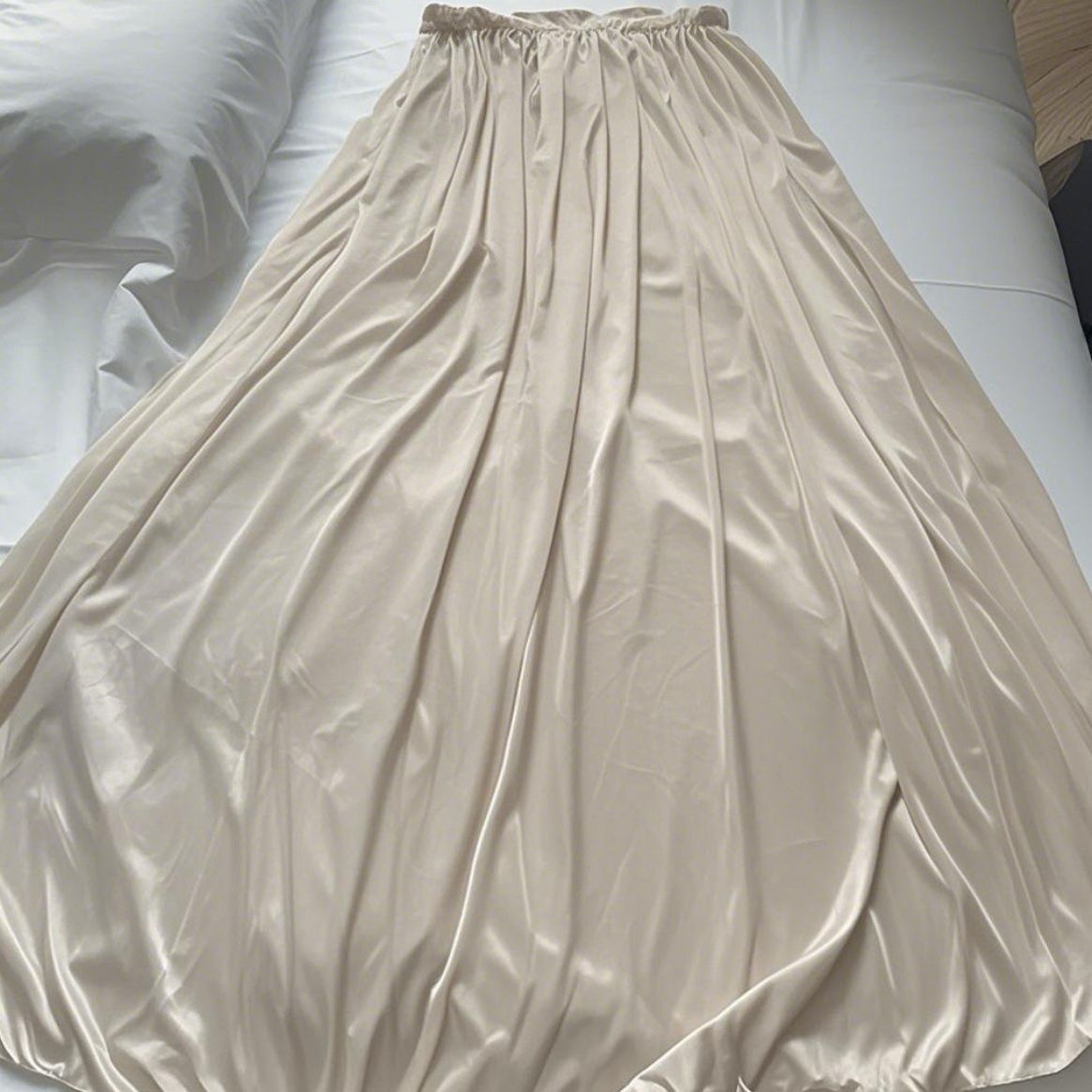 Jupe longue maxi en satin de soie sexy pour femme, taille haute, coupe ample, longueur 90 cm