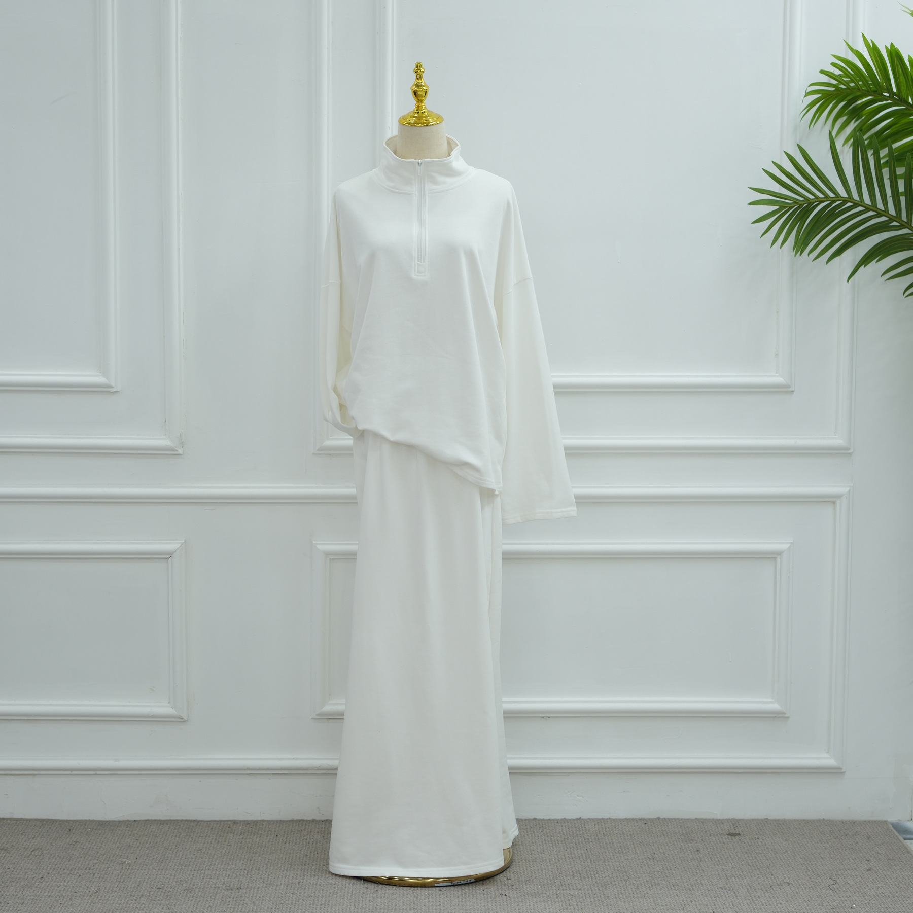 Nouvelle Arrivée 2026 Vente en Gros Grande Taille Coton Pur Hiver Automne Ensemble Coordonné Abaya Robe Femme Musulmane 2 Pièces Vêtements Islamiques
