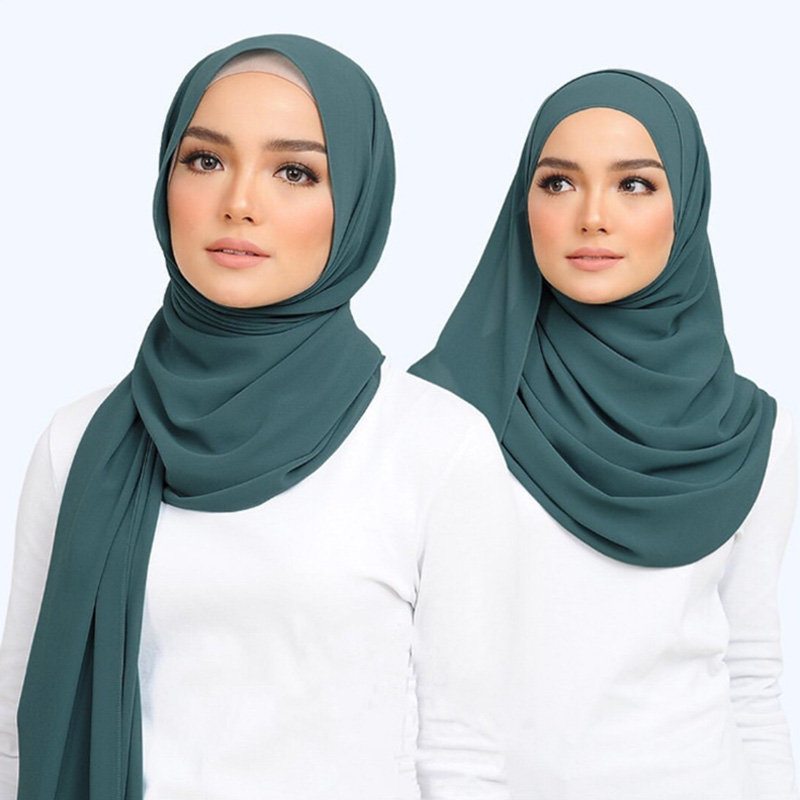 Ramadan musulman en mousseline de soie Hijabs pour femme couleur unie foulard Long châle écharpe femmes Jersey Hijabs dames Islam Voile Hijab
