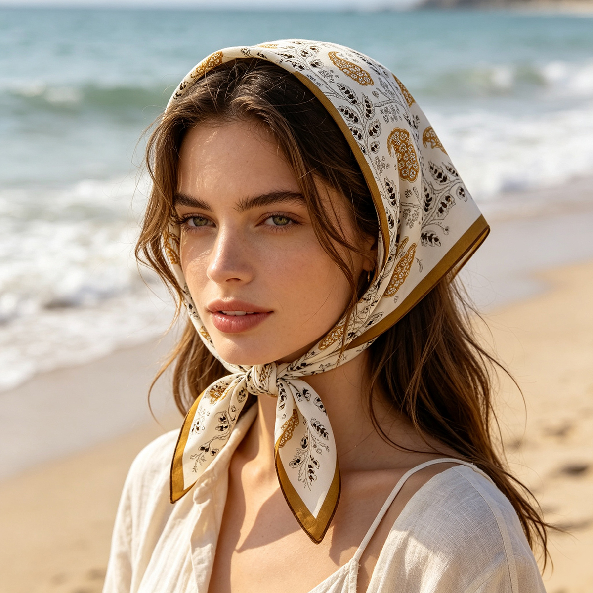 Écharpe carrée de luxe en coton et lin pour femmes, foulards, bandanas, hijab élégant, foulard de cou, châle de printemps, écharpe de plage