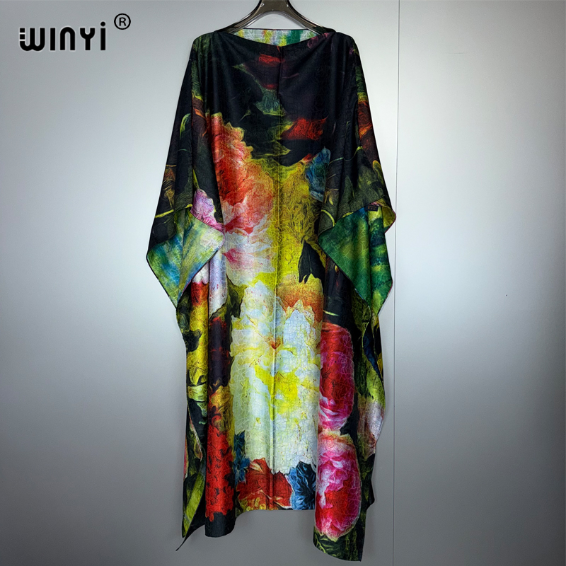 WINYI moyen-orient haute qualité maxi caftan imprimé robe longue فستان Caftan abaya femme musulmane abaya dubaï luxe