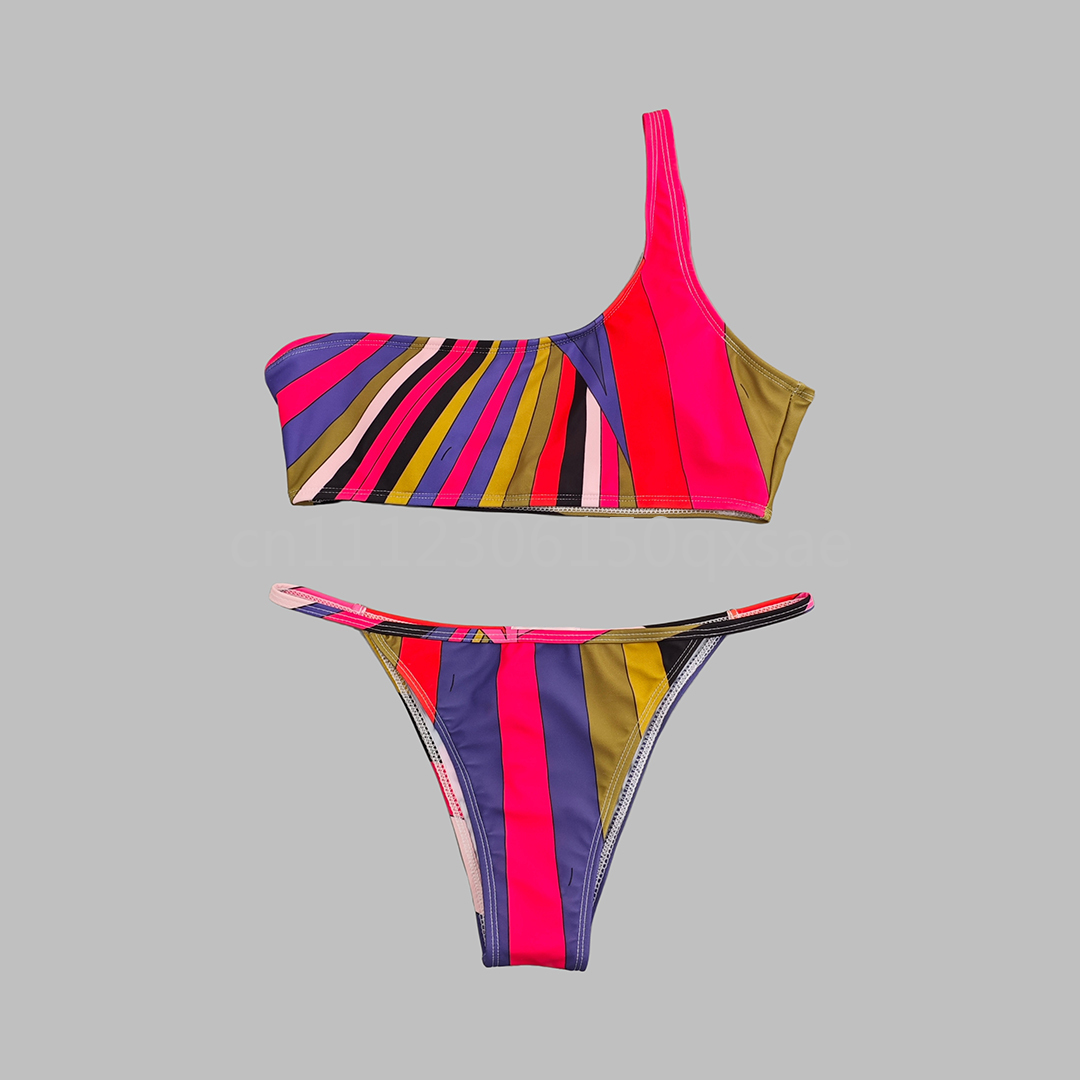 Ensembles de maillots de bain bikini asymétriques pour femmes avec foulard à logo signature, de marque de créateur, pour la plage