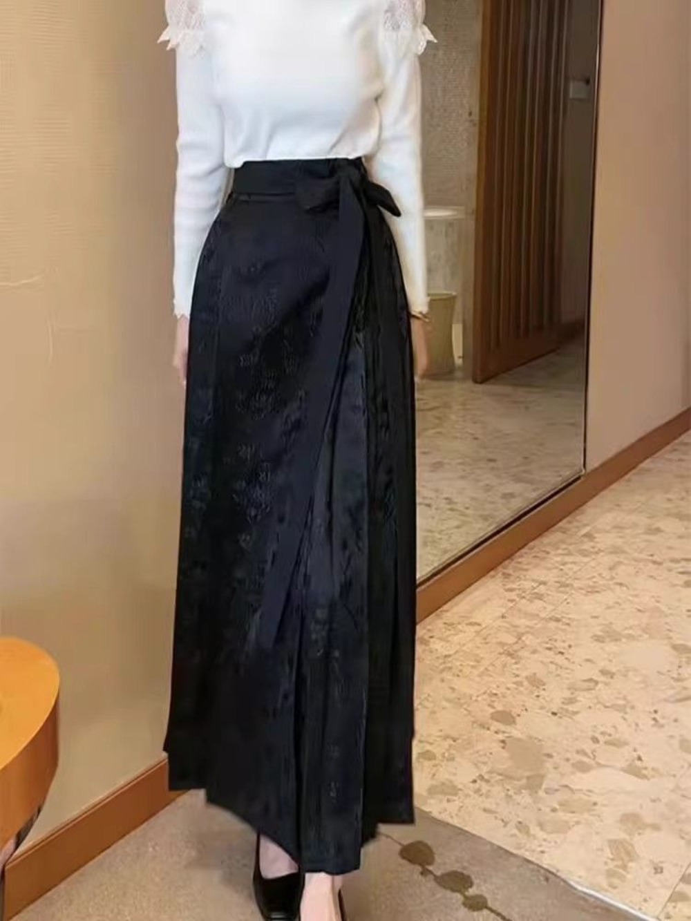Jupe Mamian de Style chinois, imprimé rétro noir, Design amincissant taille haute, Costume traditionnel élégant pour femmes, nouvelle collection