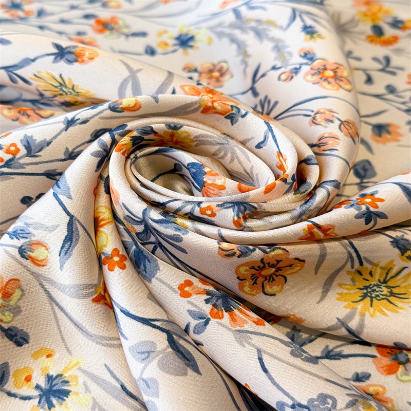 Écharpe carrée à imprimé floral pastoral, imitation soie, protection solaire, cravate haut de gamme, petit foulard carré, foulard pour femme