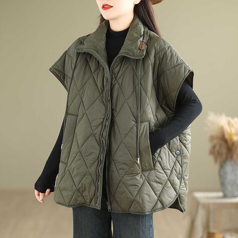 Gilet en duvet de coton pour femme, veste polyvalente pour femme, veste de tempérament, veste confortable, mode simplicité, émail, automne, hiver, 2025