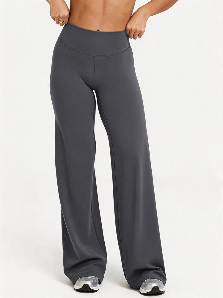 Pantalon de yoga taille mi-haute à jambe droite, pantalon large doux, sensation seconde peau, leggings de compression fitness, pantalon de sport pour Pilates et course à pied