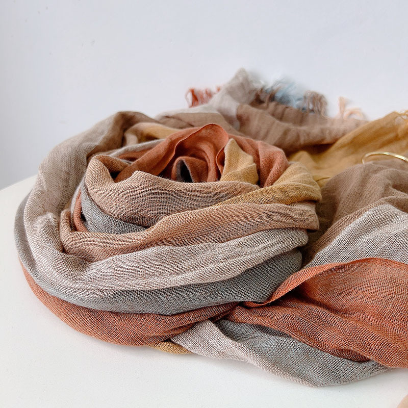 Écharpe à pampilles en lin à rayures pour femmes, Foulard de voyage d'été, Long châle élégant, Hijab, 60x200CM