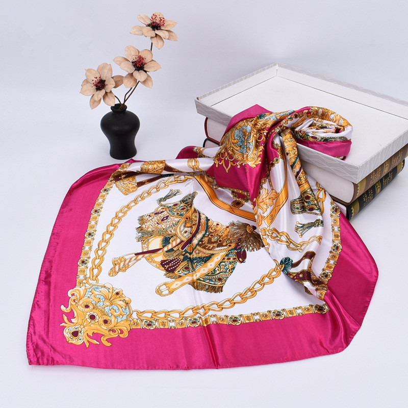 Châle carré en soie de luxe pour femmes, bandeau imprimé, Foulard en Satin, Hijab, bandes de cheveux, Foulard, bandeau, Bandana, 90cm