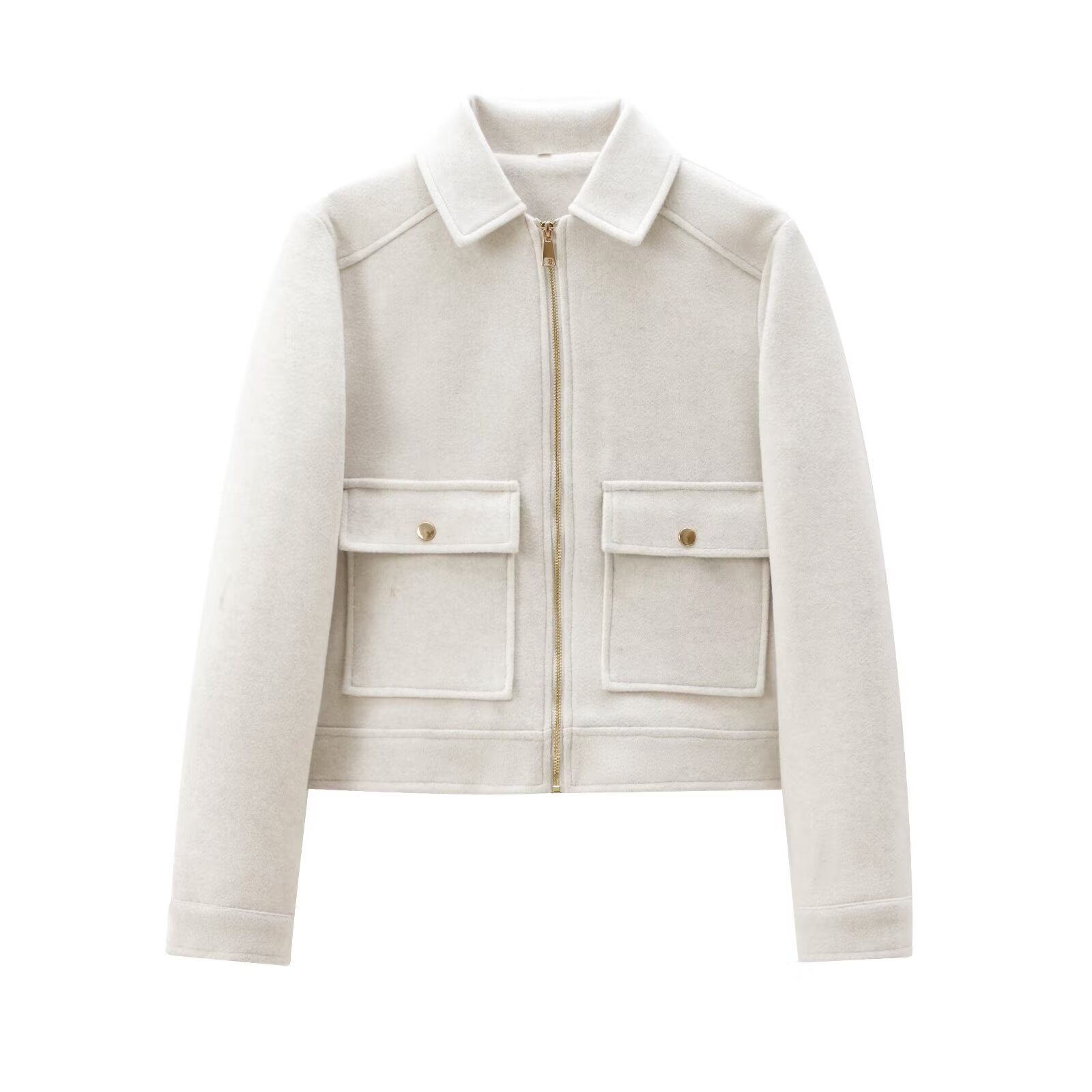 Veste à fermeture éclair pour femme, manteau d'hiver à manches longues avec poches, manteau court de rue élégant pour femme, nouvelle collection