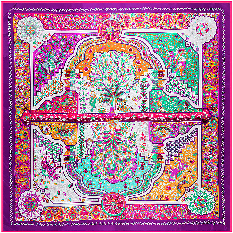 Châle de marque de luxe 130 sergé de soie, écharpe carrée à reflets floraux, Bandana enveloppant Hijab, 100% cm