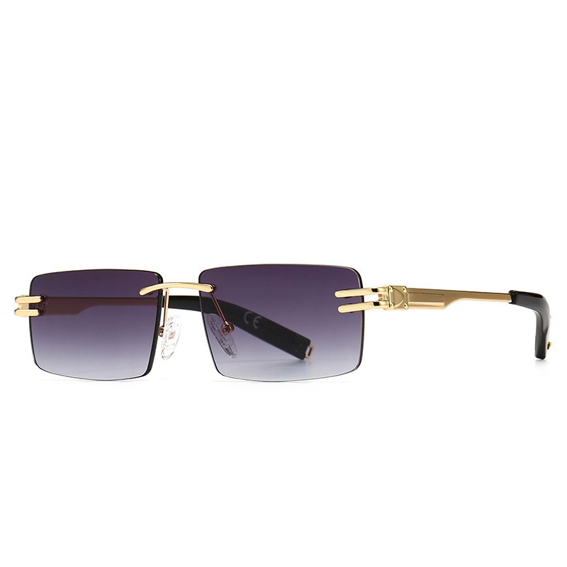 Lunettes de soleil de luxe sans bords, petites lunettes carrées pour femmes et hommes, marque de mode de styliste rétro dégradé, tendance, UV400