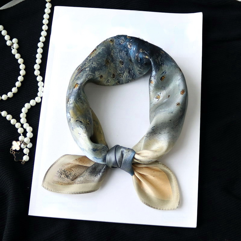 Foulard en soie naturelle 100% pour femmes, Bandana pour danseuse de Ballet, peinture à l'huile, carré de 55cm