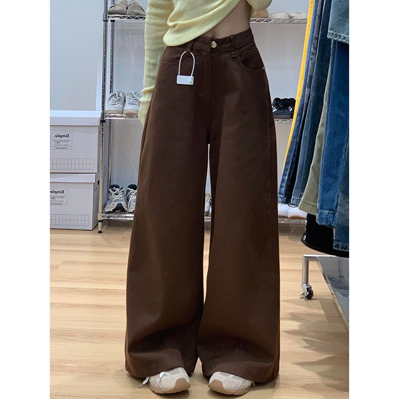 Jean taille haute Vintage américain élégant pour femmes, pantalon en Denim polyvalent, drapé confortable, longueur au sol, nouvelle collection
