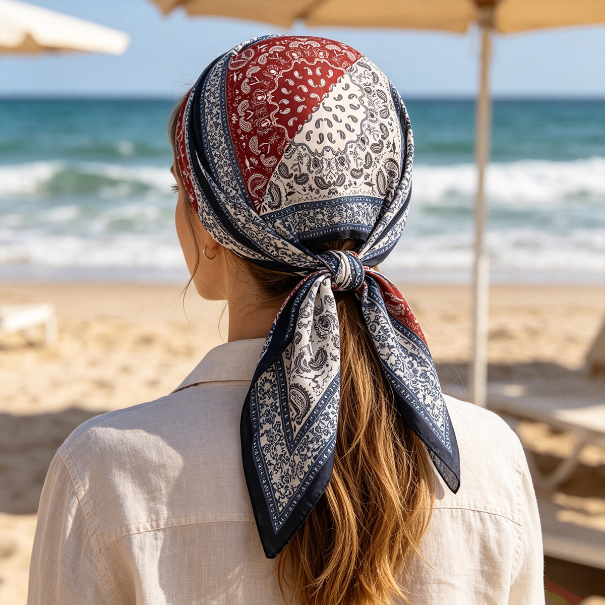 Nouveau Foulard Carré en Coton Effet Cashew 2026 pour Femme – Écharpes, Bandanas, Châle de Plage, Hijab, Foulard Élégant, Accessoires de Voyage
