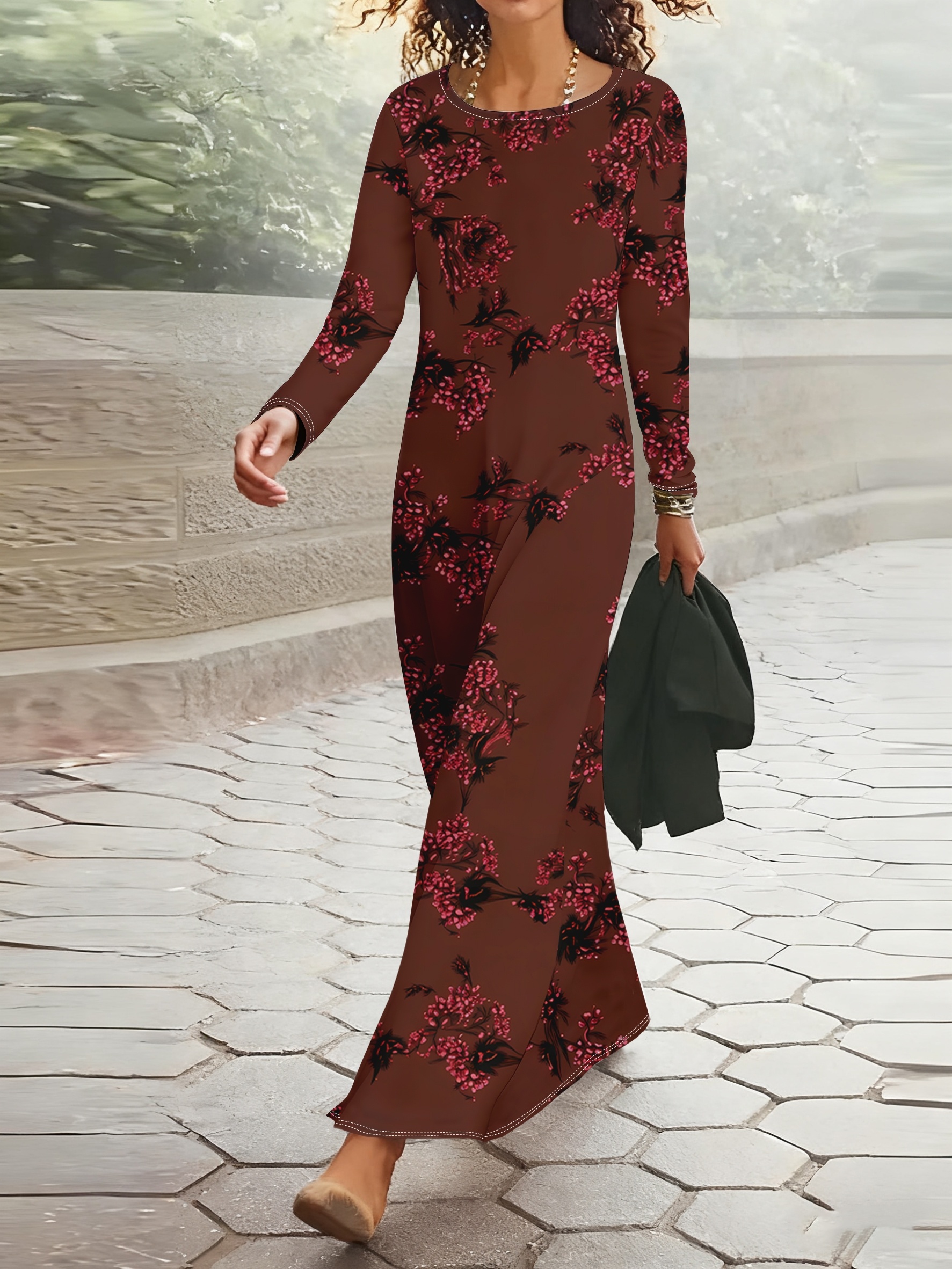 Robe pour femme à imprimé floral, style décontracté, design imprimé