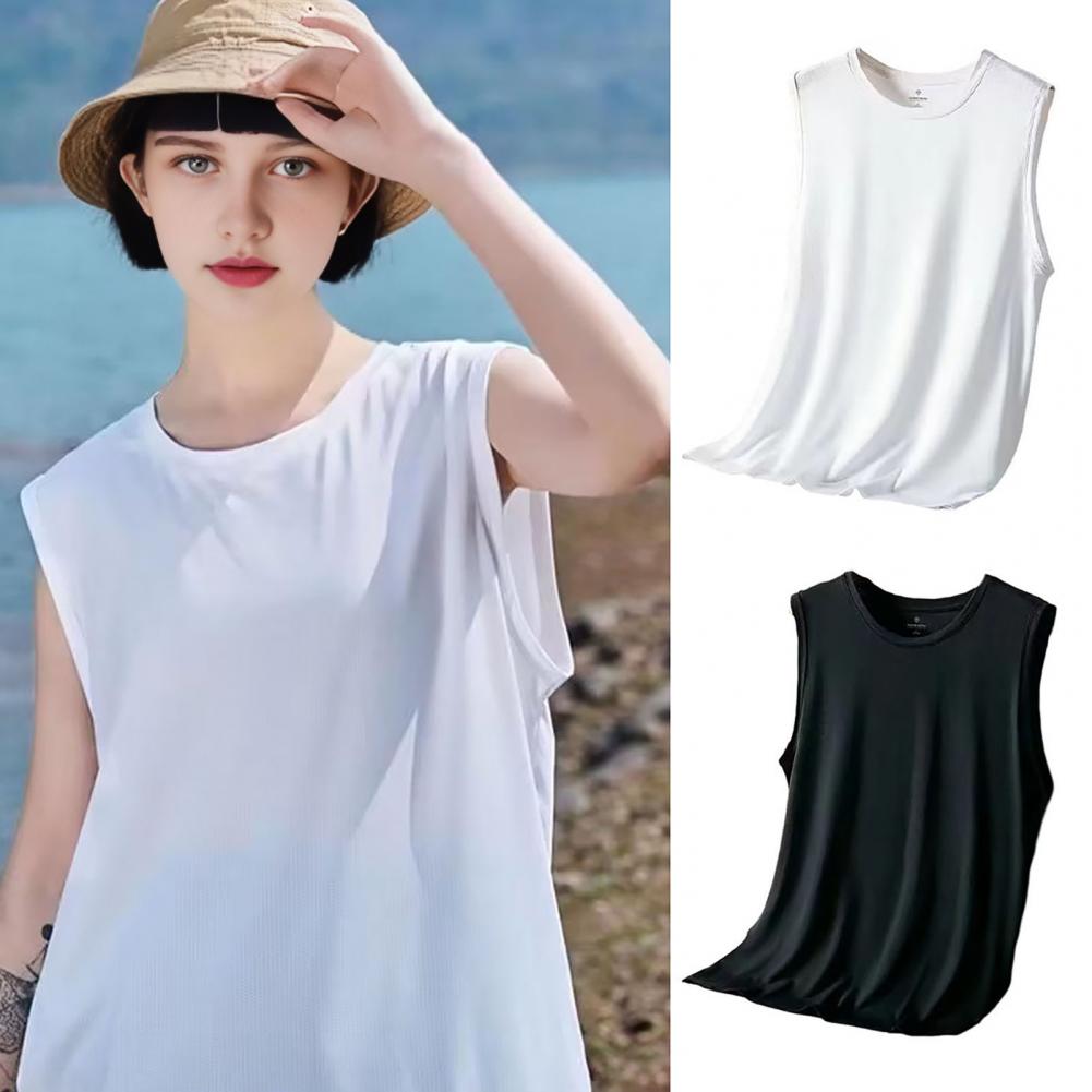 Débardeur sans manches en maille de soie glacée pour homme, couleur unie, léger, séchage rapide, respirant, fin, gilet de sport rafraîchissant, sous-vêtement d'été