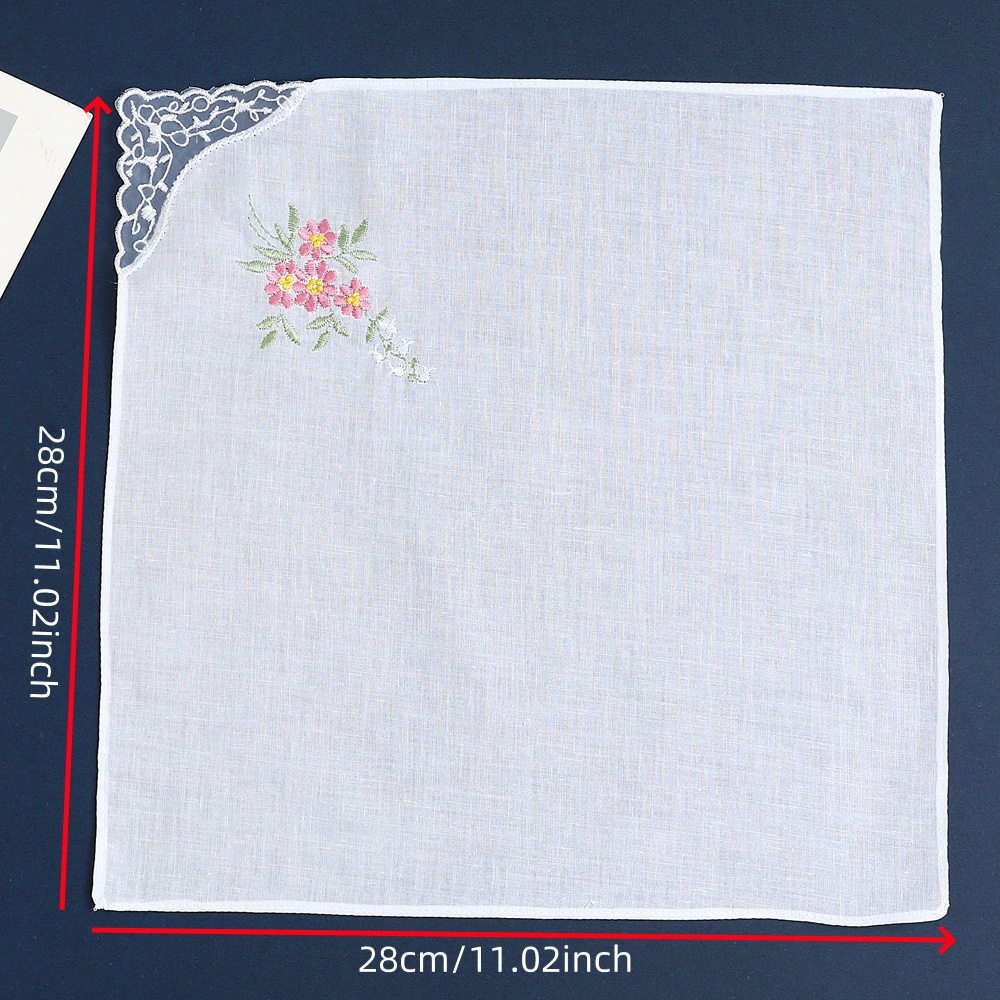 Lot de 12 mouchoirs brodés en dentelle élégante pour femme, mouchoirs en pur coton, fins et doux, souvenirs de mariée pour la saison du mariage, cadeaux pour la fête des mères