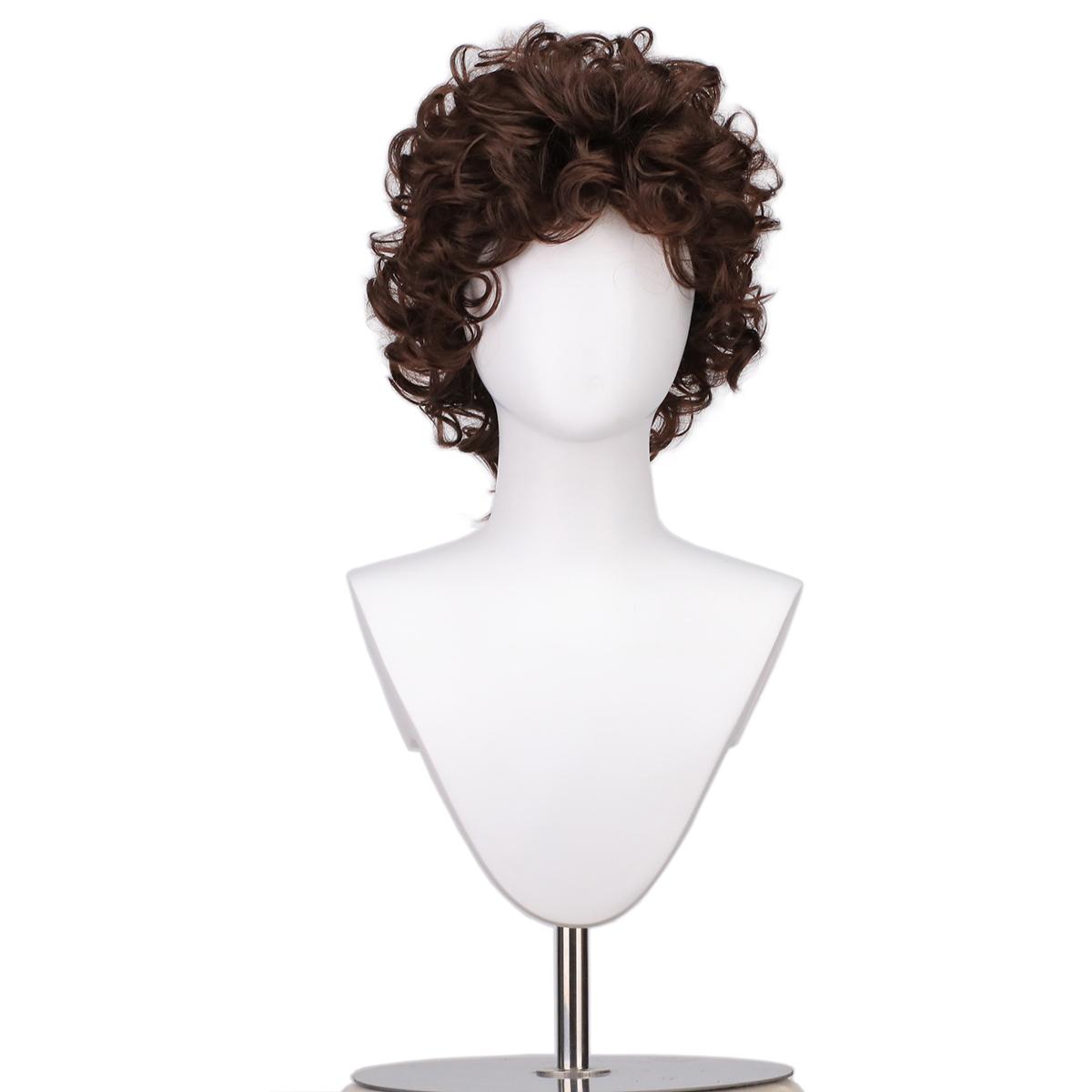 Perruque synthétique bouclée volumineuse marron foncé pour cosplay de personnage de série TV Dustin, idéale pour les conventions d'anime et les spectacles sur scène