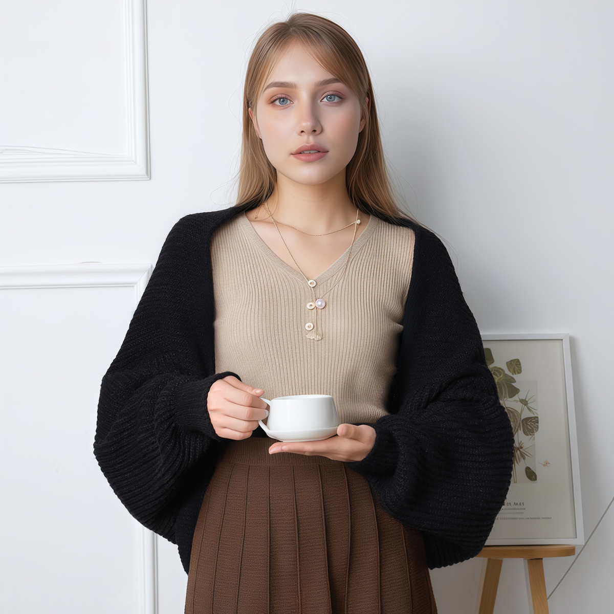 Châle ample élégant pour femme, châle uni pour femme automne-hiver, vêtement d'extérieur chaud et confortable pour le quotidien